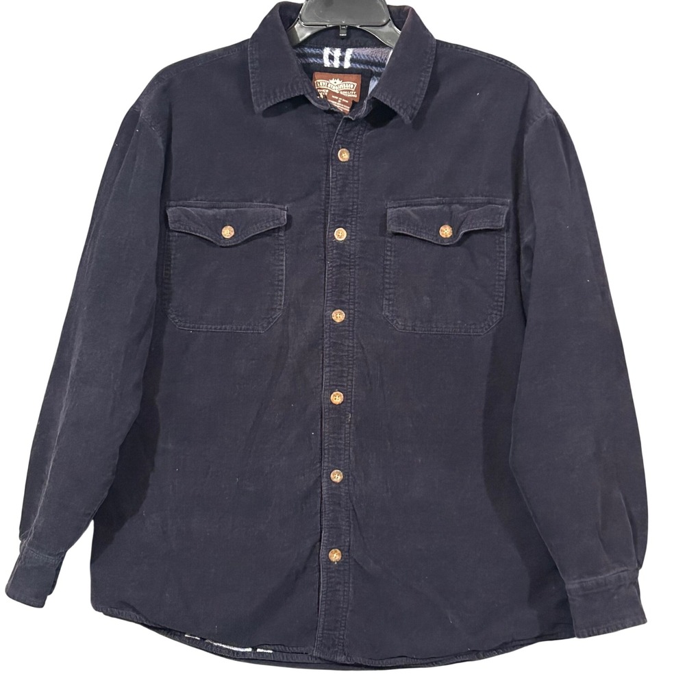 Levi Strauss Mens Navy Blue Corduroy Fleece Lined Shirt Jacket Size M RN 108480